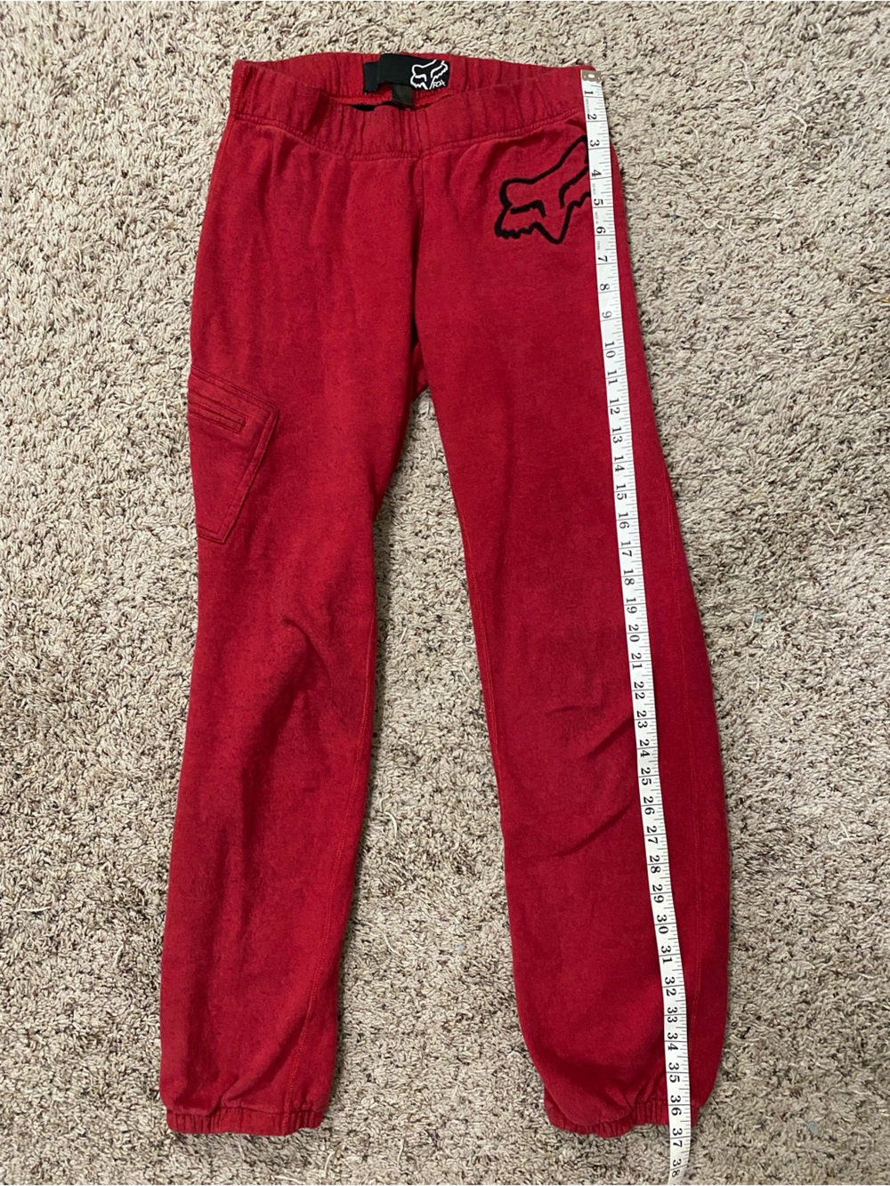 Y2K Fox Red Jogger Sweatpants with Fox Head Patch